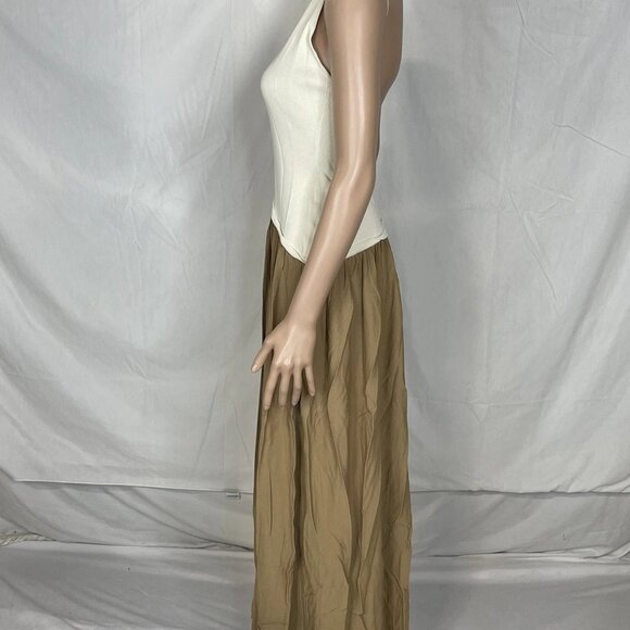 NEW SOLID & STRIPED Women's Dress The Halter Soglio Size M Camel by - Picture 2 of 10